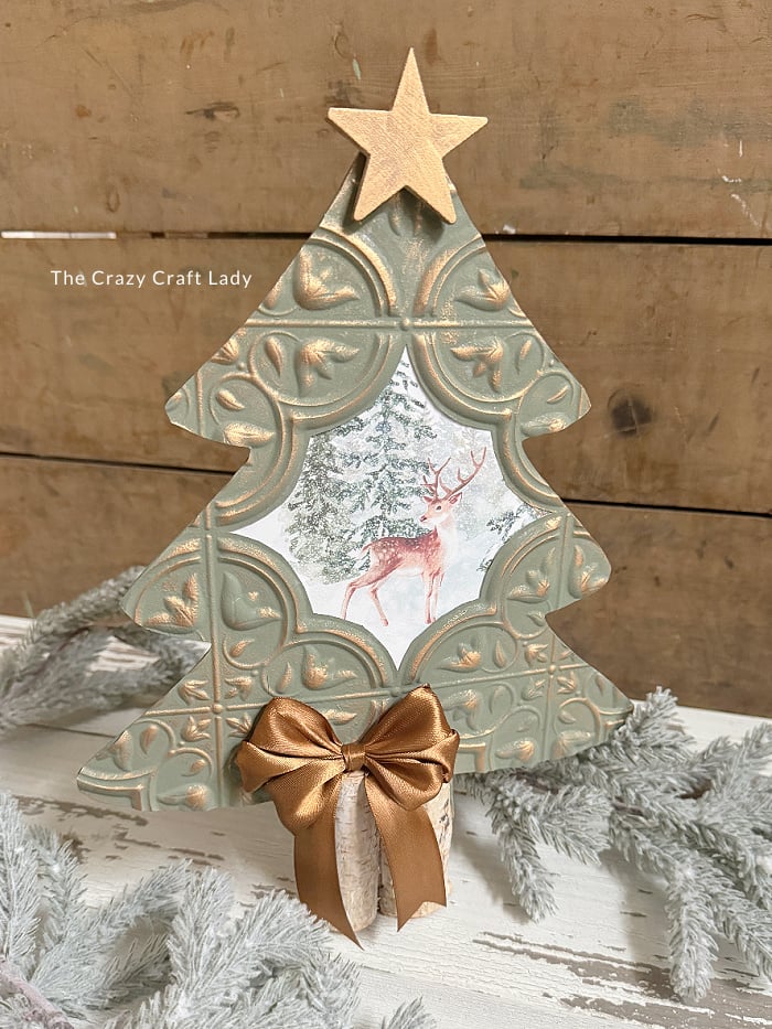 Painted Tin Tile Christmas Tree Cutout Craft