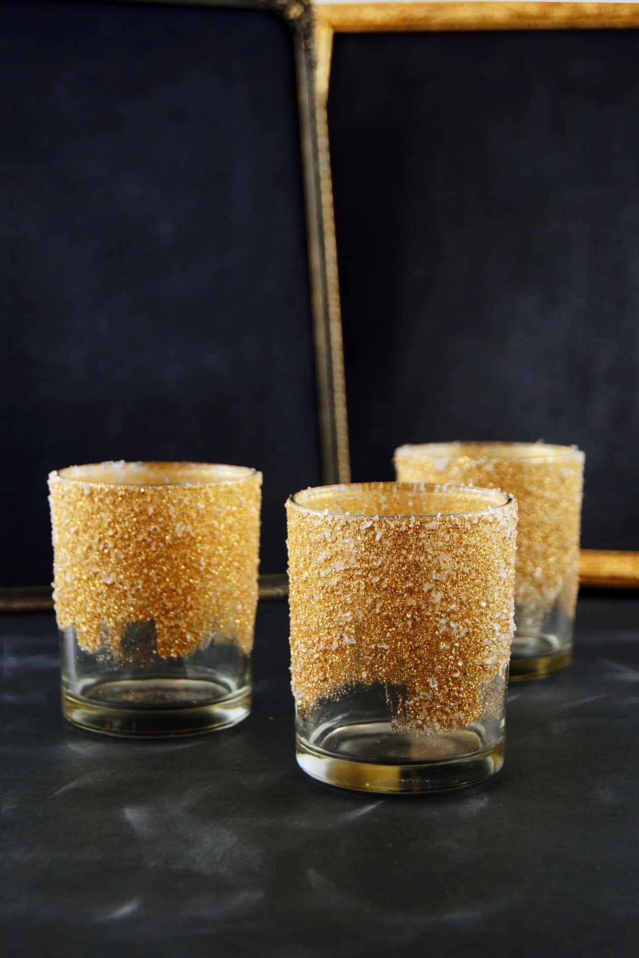 diy gold glitter candle holders