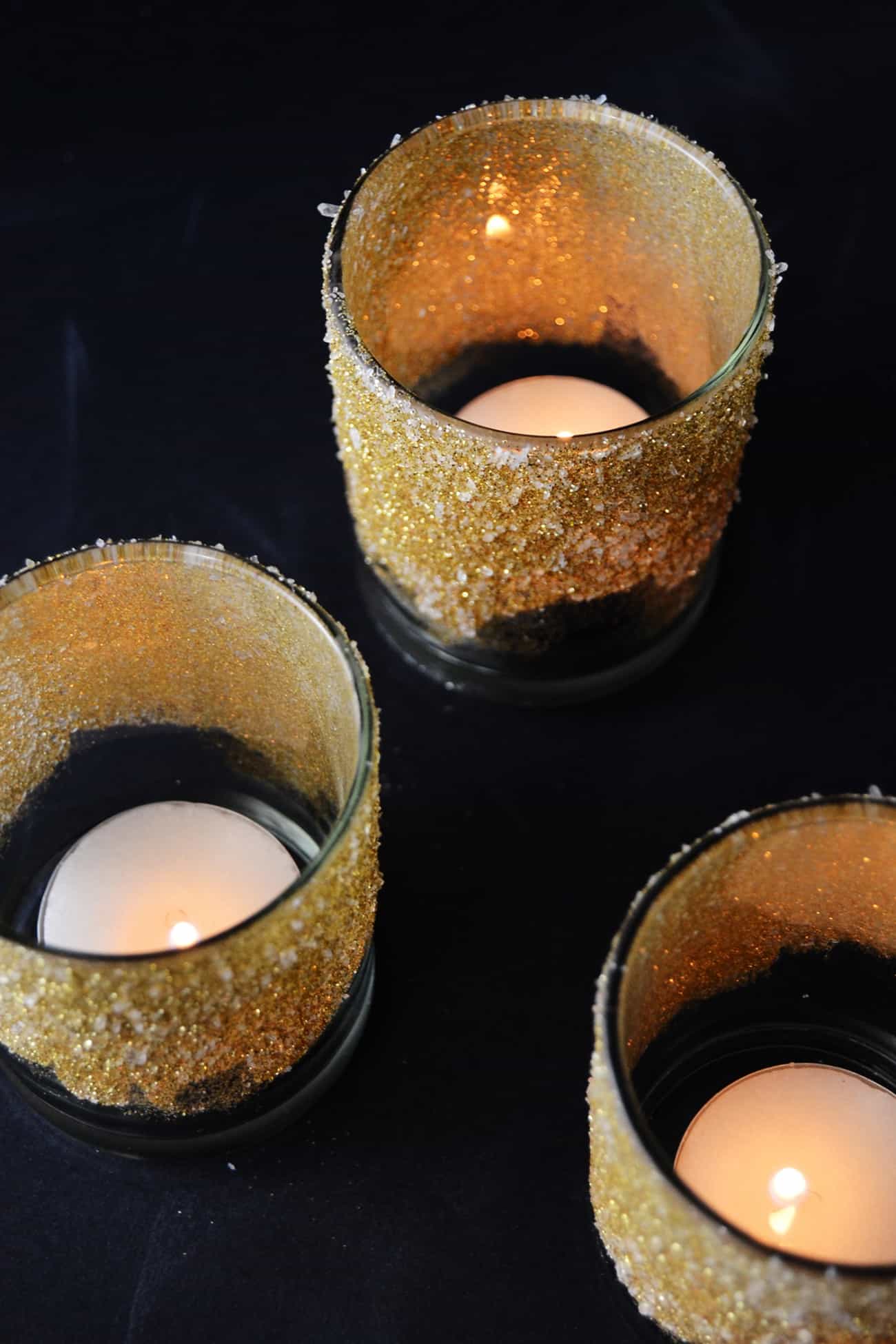 DIY glitter votive holders