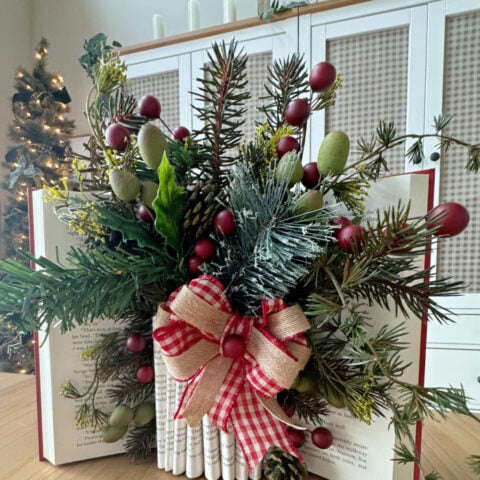 Christmas Open Book Flower Arrangement