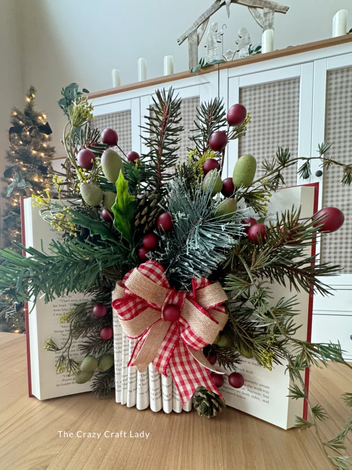 Christmas Open Book Flower Arrangement