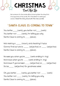 fun christmas mad libs sheet