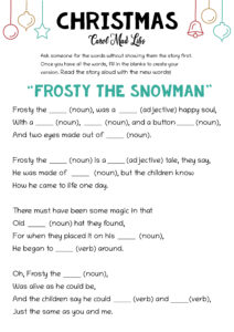 mad libs christmas frosty