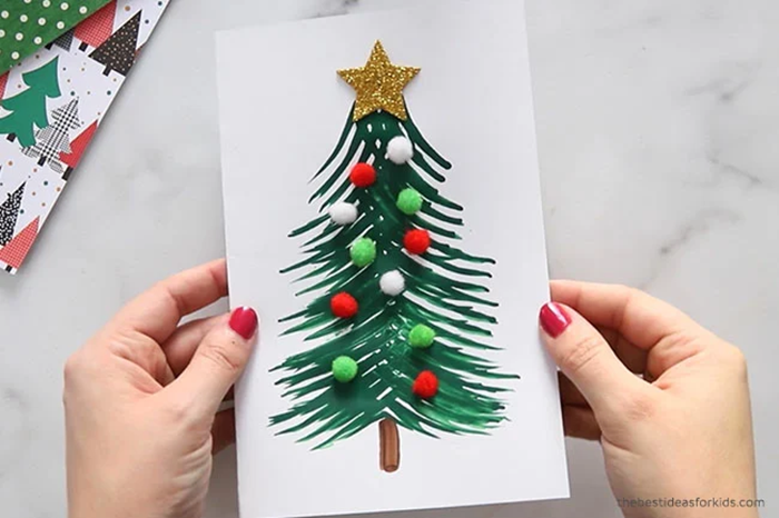 Fork painted christmas tree